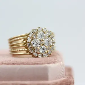 Personalizado VVS Baguette Iced Out Lab Diamond 10K oro amarillo Pass Diamond Tester joyería fina anillo de compromiso de boda para mujeres