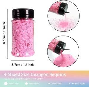 ขายส่งเชคเกอร์ขนาด 2 ออนซ์ พร้อมกลิตเตอร์โฮโลแกรมแบบใหม่ ผสมกากเพชรเม็ดใหญ่สำหรับตกแต่งแก้วน้ำและเล็บ  ขั้นต่ำ 1 กิโลกรัม - Product Image 3