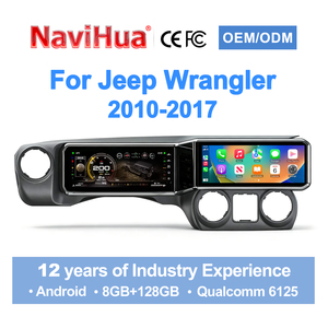 Autoradio Navihua à double écran pour tableau de bord, avec compteur kilométrique numérique et unité centrale radio pour Jeep Wrangler JK 2010-2017 - Product Image 1