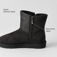 Bottes d'hiver pour homme personnalisables, en daim synthétique noir, antidérapantes, doublure en fourrure, bottines chaudes à la cheville, semelle en caoutchouc, fermeture éclair, bottes de neige