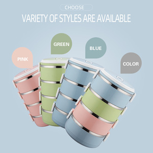 سعة كبيرة متعددة الطبقات تيفين حاوية وجبة الغذاء الناقل الفولاذ المقاوم للصدأ مانعة للتسرب العزل الحراري بينو - Product Image 6