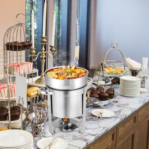 Stainless Steel Round Tabletop Double Wall Insulated Food Grade <b>Buffet</b> Catering Restaurant Hotel Commercial Soup <b>Warmer</b> - Product Image 1