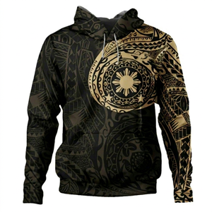 Men's Black <b>Gold</b> Tribal Print Hoodie Regular Fit Casual Sweatshirt Sublimation Printed Breathable Windproof Knitted 100% Autumn - Product Image 1