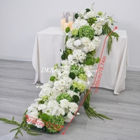 Künstliche Blumen-Girlande, Künstliche Weiß-Grüne Seiden-Hortensien und Pflanzen-Dekoration für Luxuriöse Hochzeiten