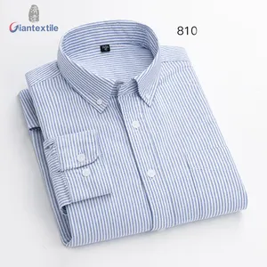 Rts Groothandel Custom Heren Shirt 100% Bci Katoen Oxford 17 Kleuropties Opstaande Kraag Lange Mouw Casual Shirt Voor Heren