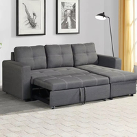 Chine vendeur personnalisé salon tissu canapé-lit convertible en forme de L coin canapé-lit ensemble avec chaise de rangement