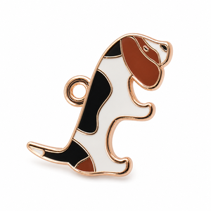 Ciondolo Personalizzato in Metallo Smaltato a Forma di Cane Beagle Placcato Oro per Targhette Identificative, Portachiavi e Accessori per Creazione di Gioielli - Product Image 3