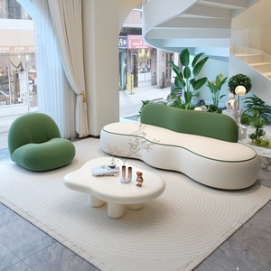 Conjunto de Sofás de Diseño Moderno para Área de Recepción de Salón de Belleza, con Sillas Giratorias Rellenas de Esponja para Sala de Espera de Barbería - Product Image 6