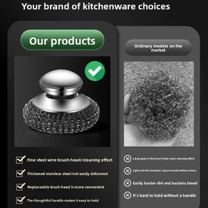 Silicone Kitchen <b>Cleaning</b> <b>Brush</b> Stainless Steel Wire <b>Brush</b> for Dishwashing Dishwasher Safe - Product Image 2