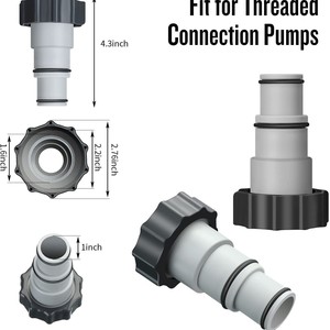 Adaptateur de tuyau de remplacement pour pompe de piscine Intex M6, en plastique, installation facile, pour piscine hors sol, fileté ARU avec collier - Product Image 3