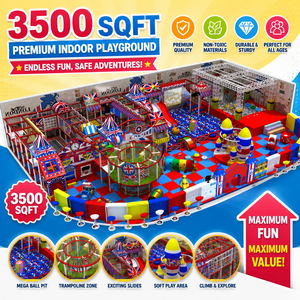 <b>Indoor</b> Playground Soft Play with <b>Slide</b> Balance Beam for Preschool to Teenagers 3-15 - Product Image 1