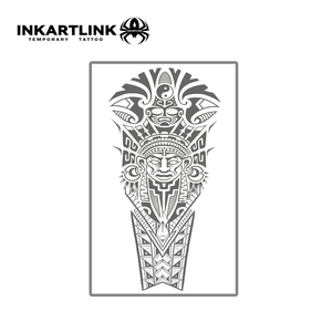 INKARTLINK Autocollant de <span class=keywords><strong>tatouage</strong></span> semi-permanent personnalisé, motif masque tribal maya, art corporel, imperméable, longue durée (1-2 semaines), encre Jagua - Product Image 4