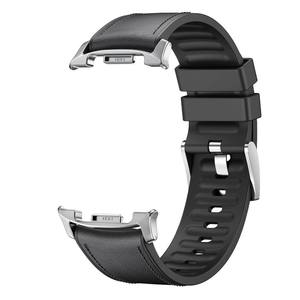 Bracelet de montre en silicone avec empiècements en cuir pour Samsung Galaxy Watch 8/ Classic 40 mm 44 mm, bracelet de 22 mm à libération rapide - Product Image 1