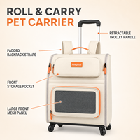Mochila Transportadora para Gatos com Rodas, Porta de Malha Respirável e Alça para Transporte, Ideal para Visitas ao Veterinário e Viagens