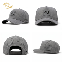 Gorra Trucker de Malla Transpirable T&L 4U, 6 Paneles, Ajustable, Unisex, Gris, Deportiva, de Moda, para Viajes, con Logotipo de Goma en Relieve y Bordado 3D