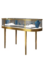 Vitrine de Musée de Bijoux Anciens, Meuble de Présentation pour Artisanat en Pierre de Jade, Finition Dorée, Rangement Portable, Design Coulissant Multifonctionnel - Sur Mesure