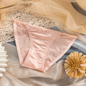 Braguitas de satén vintage de moda, ropa interior sexy con tiras en la espalda, bragas color caramelo, bragas de encaje festoneado, lencería con lazo bonito, al por mayor - Product Image 6