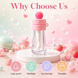 Conteneur de gloss à lèvres en forme de biberon pour bébé, personnalisé ISMAN, 5 ml, transparent, tube rose irrégulier, porte-clés, emballage cosmétique - Product Image 3