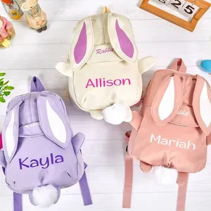 Paskalya çantası çocuklar davranır sevimli tavşan kuyruk 5 renk pamuk çocuklar okul sırt çantası paskalya tavşanı çanta