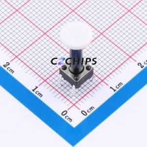 TSA06131-185B332CA-006E Tactile Switch Through hole-4P,6.1x6.1mm Switch Single Pole Single Throw Round Button 1.8N 6.1mm - Product Image 1