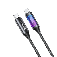 Kabel Data Pengisian Cepat YooKiE CB111 60W 5A USB-C ke USB-C dengan Jalinan Nilon RGB, Konduktor Tembaga Murni untuk Ponsel dan Power Bank