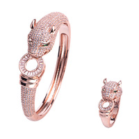 Nouvel ensemble bague et bracelet léopard en laiton plaqué or micro-diamanté, style vintage 2021, bijoux pour hommes et femmes, vente en gros, personnalisable