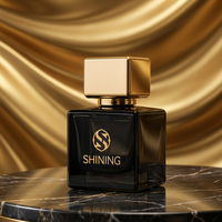 Flacon de parfum en verre carré en forme de cube, avec embout serti, logos et couleurs personnalisables