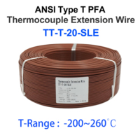 Câble d'extension de thermocouple de type T ANSI, isolé en PFA, pour la mesure de la température, en cuivre, Cuivre-Ni, de -200 à 260°C