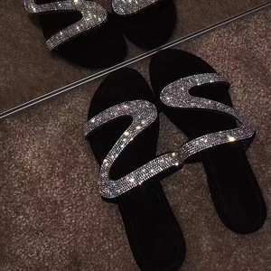 Women Open Toe Z Shaped Rhinestone <b>Flat</b> Slides Plus Size Summer Casual Daily <b>Sandals</b> - Product Image 5