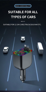 Siêu nhanh sạc xe sạc Type-C bộ sạc Adapter FM Transmitter kéo ra 2 cáp có thể thu vào - Product Image 5