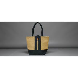 Sac cabas en jute avec poignée rembourrée tressée, prix abordable, produit de haute qualité, fabriqué en Inde, noir et naturel - Product Image 1