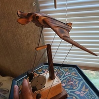 Nouvelle Lampe de Table Créative en Bois Faite à la Main, Poisson Volant Mécanique, Lampe de Bureau Artisanale, Décoration, Sculpture d'Art Cinétique