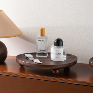Wooden Tray Oval Acacia Wood With Beads Minimalist Design Decorative Serving <b>Storage</b> Display Dish - Product Image 2