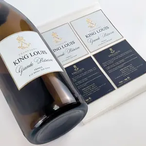 Etichette di stampa adesivo per bottiglie materiale di lusso trasparente etichetta personalizzata per bottiglia di vino in carta con struttura rossa Winsky