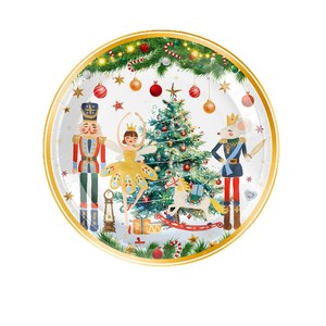 Ensemble de vaisselle pour fête de Noël Casse-Noisette Blanc, comprenant un gobelet de 90 oz, une assiette de 9 pouces, une assiette de 7 pouces, une serviette de 6,5 pouces et des couverts dorés - Product Image 3