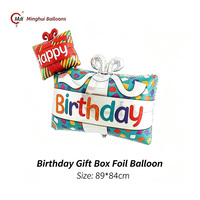 Coffret Cadeau Anniversaire avec Ballons en Aluminium – Ensemble de 28/35/42/48 Pouces, Styles Variés, Boîte Cadeau, Ballons Mylar, Ballons Nœud Papillon, Ballons Gâteau Empilés