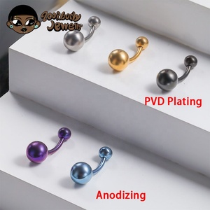 Bijoux de mode à la mode pour femmes G23 titane 14G <span class=keywords><strong>banane</strong></span> nombril anneau nombril Piercing bijoux - Product Image 2