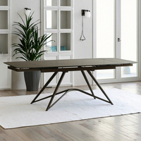 Meubles de salle à manger modernes et luxueux sur mesure, pieds en métal pliables, plateau en céramique, table en verre trempé, 10 places