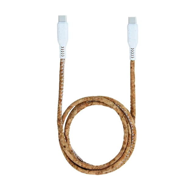 Promotional gadgets Eco friendly Cork wheat straw Biodegradable 3 in 1 mobile charger cable usb c to c fast charging data cable