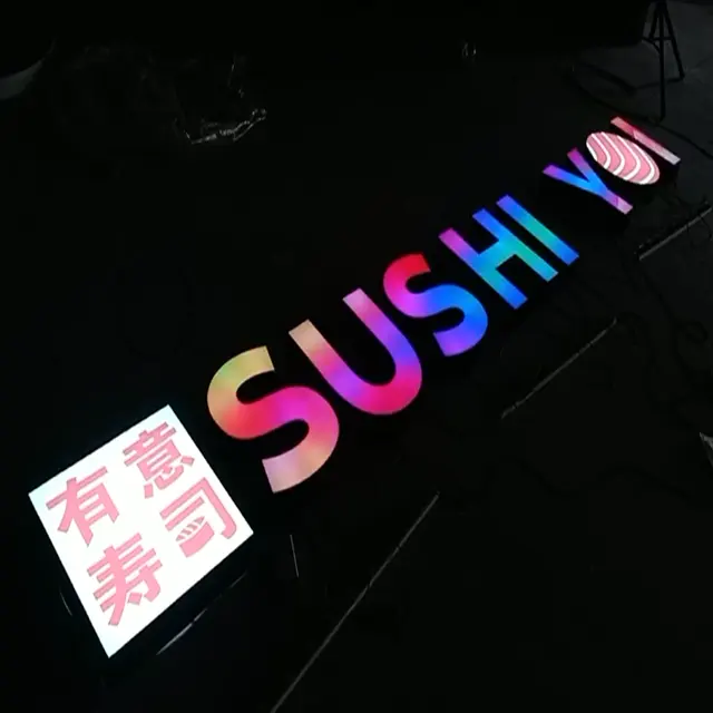 rgb custom acrylic sushi led sign board wall mounted advertising signs outdoor indoor