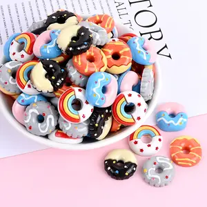 Casing Ponsel Multiwarna, Aksesori Perhiasan DIY Stiker Kerajinan Bahan Casing Ponsel Pesona Donat Resin Coklat Mainan Makanan