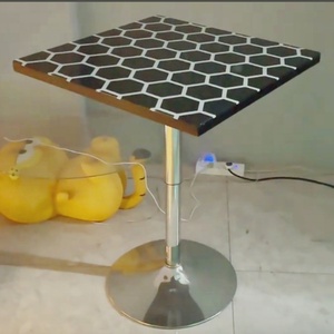 Modern Style Interactive RGB LED Touch-Sensitive Dining Table With Glass River Design and Customization Options JQ-SM052 Led Lig - Product Image 4