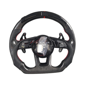 Volant en Alcantara avec surpiqûres rouges, tuning professionnel, <span class=keywords><strong>Audi</strong></span> C8 B6 B7 B8 B8.5 B9 8v RS5 RS6 RS7 S5 S6 S7, volant en fibre de carbone - Product Image 1