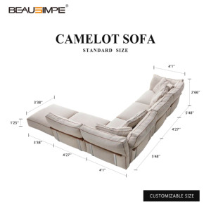 Camelot divano componibile di alta qualità a forma di L divano minimalista convertibile di lusso mobili da soggiorno per ville - Product Image 3