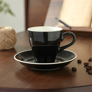 Solid Color Minimalist <b>Ceramic</b> Coffee Cup With Wooden <b>Coaster</b> For Home Office Use - Product Image 2