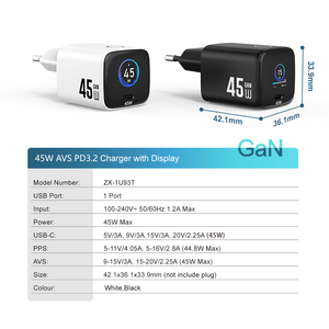 <span class=keywords><strong>Cargador</strong></span> GaN <span class=keywords><strong>de</strong></span> 45W, <span class=keywords><strong>Cargador</strong></span> Rápido USB C con Pantalla TFT Inteligente, PD3.2 PPS, Enchufe Universal, Monitoreo <span class=keywords><strong>de</strong></span> Energía en Tiempo Real, <span class=keywords><strong>Cargador</strong></span> <span class=keywords><strong>de</strong></span> Pared - Product Image 2