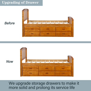 ORISFUR Twin Size Platform Storage <b>Bed</b> Solid Wood With 6 Drawers For Kids Bedroom - Product Image 6