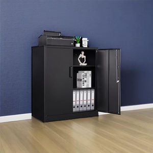 Armadio di stoccaggio in acciaio moderno con chiusura a chiave nera con 2 porte piccoli schedari in metallo per la scuola di Home Office o la palestra per alberghi - Product Image 5