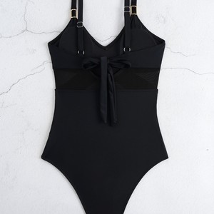 Traje de Baño de Una Pieza de Malla de Color Sólido, Moderno y Sexy para Mujer - Product Image 3