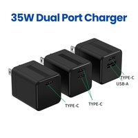 Pengisi Daya USB Ganda 35W PD Fast Charger Dual Port USB C dan USB A Adaptor Daya Tipe C Pengisi Daya Dinding untuk iPhone 15 14 13 Pro Max
